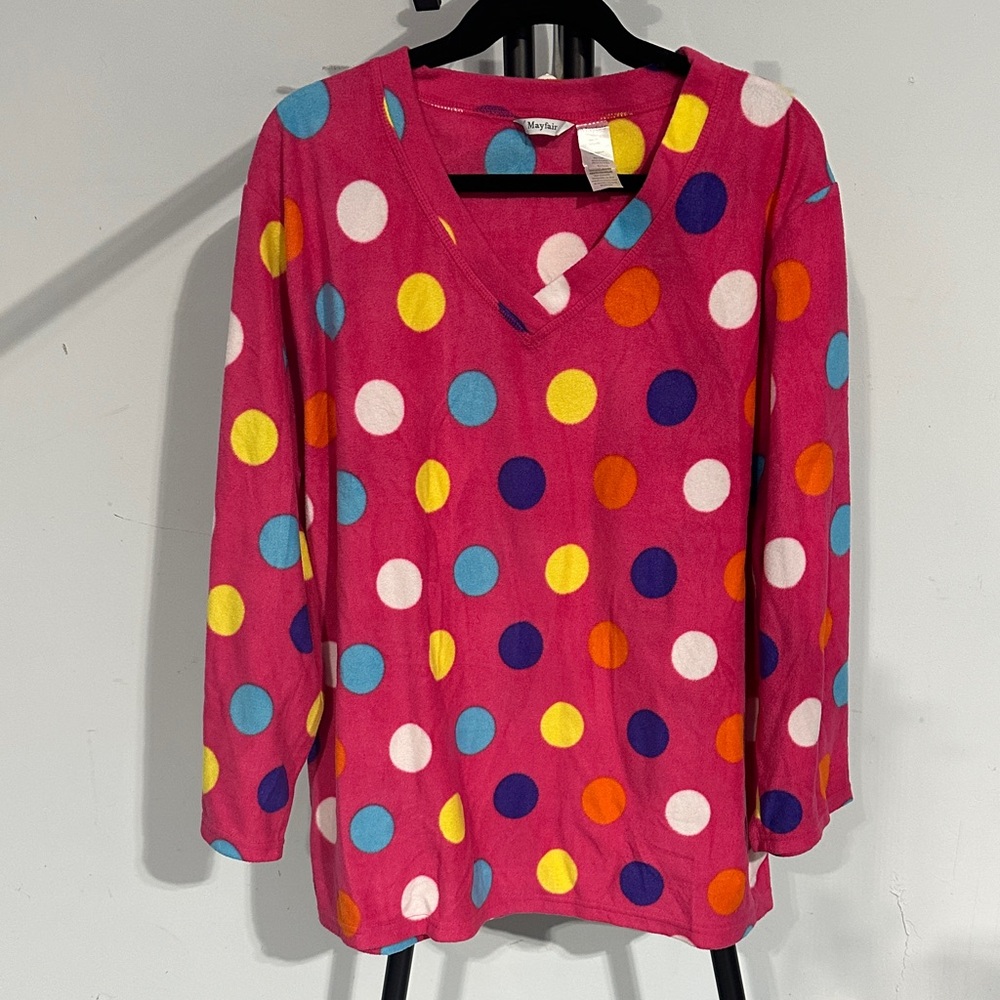 Colorful Polka Dot V neck fleece Sweatshirt